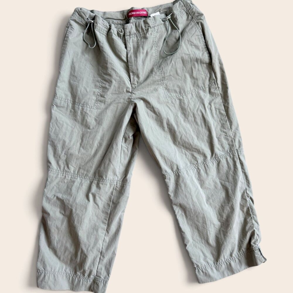 Gloria Vanderbilt Women’s Petite 10 Olive Green Utility Capri Pants Y2K